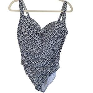 Bond-Eye Australia Twist Front One Piece Swimsuit Blue Size 16 D/DD Like New
